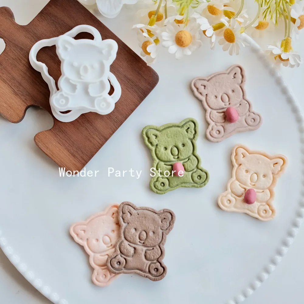 Molde de Galletas de Koala Adorable, Serie de Animales de Dibujos Animados en 3D, Cortador de Galletas para Fondant y Glaseado, Set de Moldes para Decoración de Galletas para Fiestas de Baby Shower