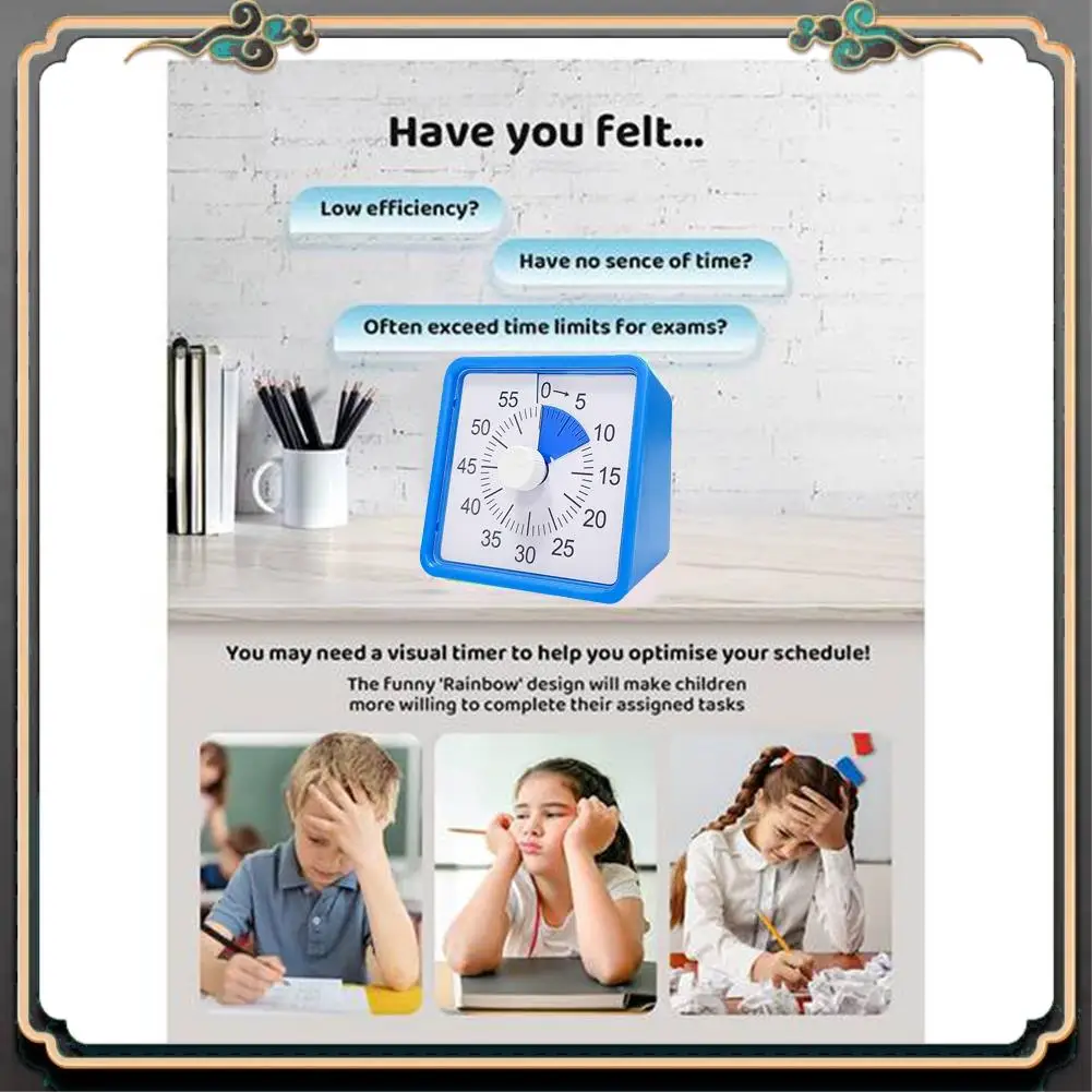 

ASMA-60 Minute Visual Timepiece For Kids, Visual Countdown Timepiece For Kitchen Pomodoro Timepiece With Silent Operation