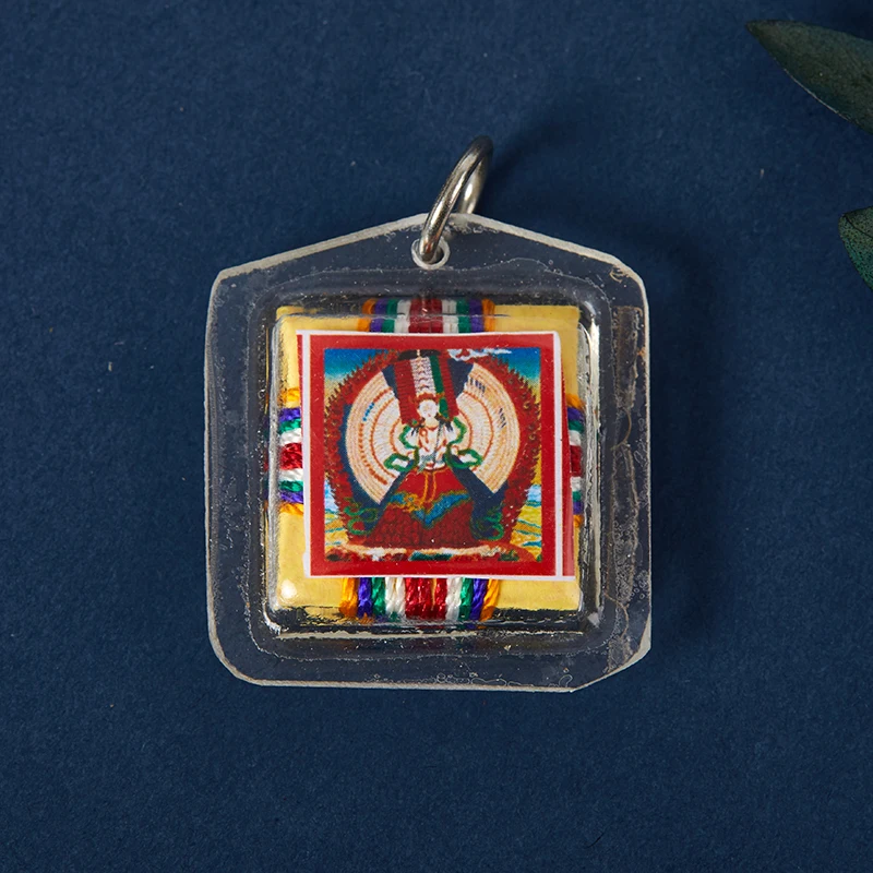 Tibetan Tangka Green Tara Buddhism Keychains Small Pendants Pocket Fengshui Key Chain Buddhist