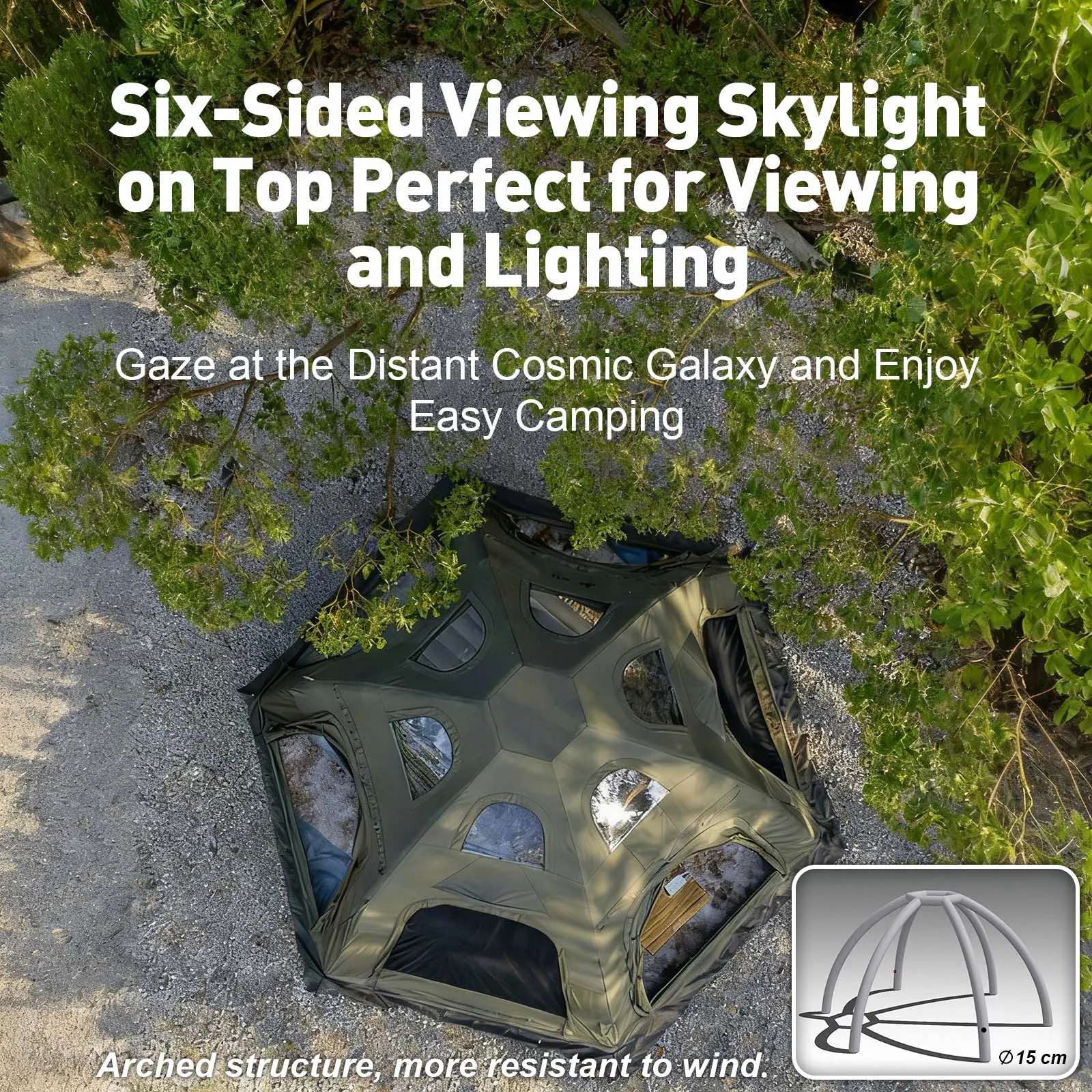 142 خيام تخييم قابلة للنفخ على شكل قبة مربعة الشكل للعائلة، خيمة تفجير من القطن في 4 فصول مع مظلة، فتحة مدخنة، فتحة تيار متردد