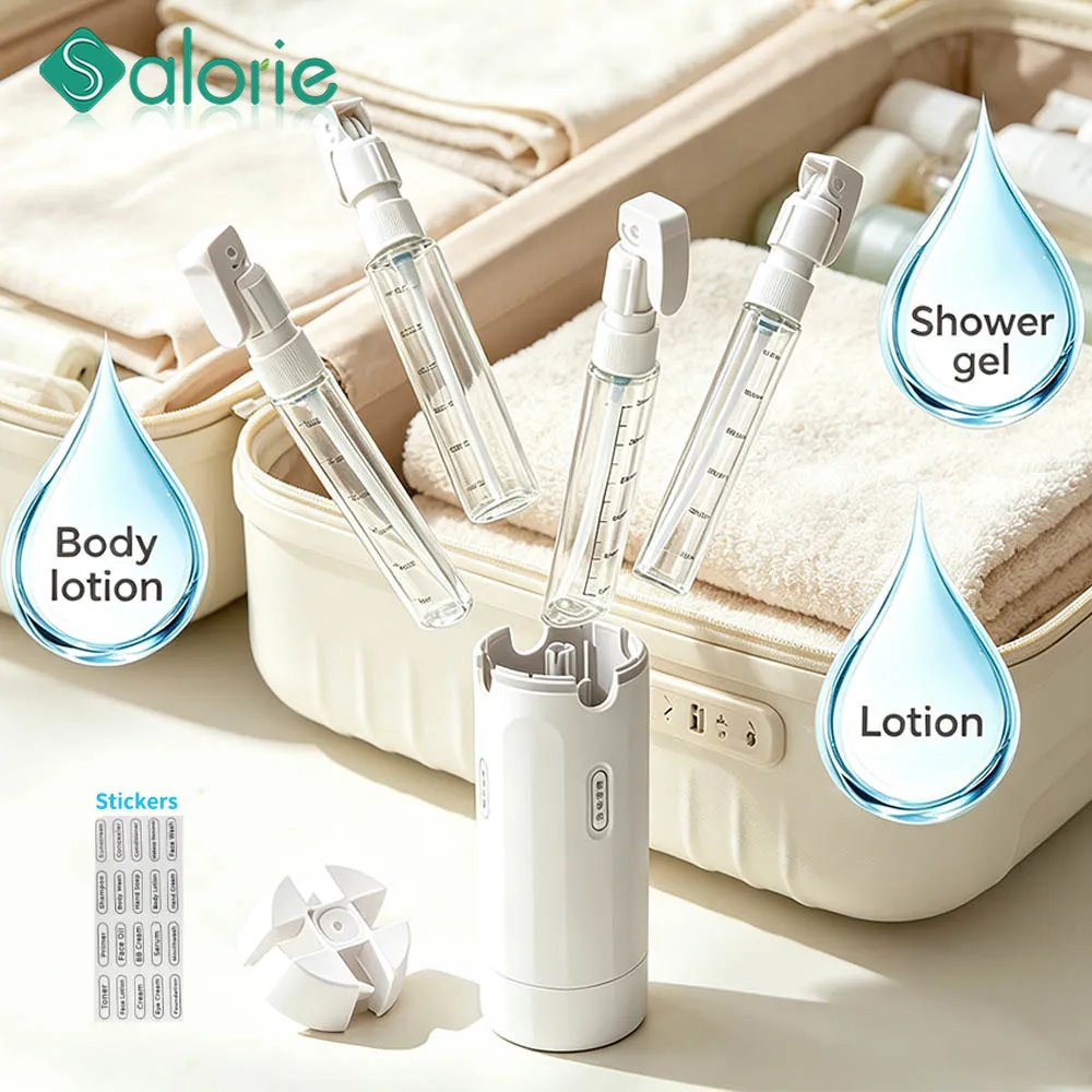 4-in-1 Travel Dispenser Bottle Clear Graduated Press Type Liquid Emulsion Travel Container Subpackage Storage Container