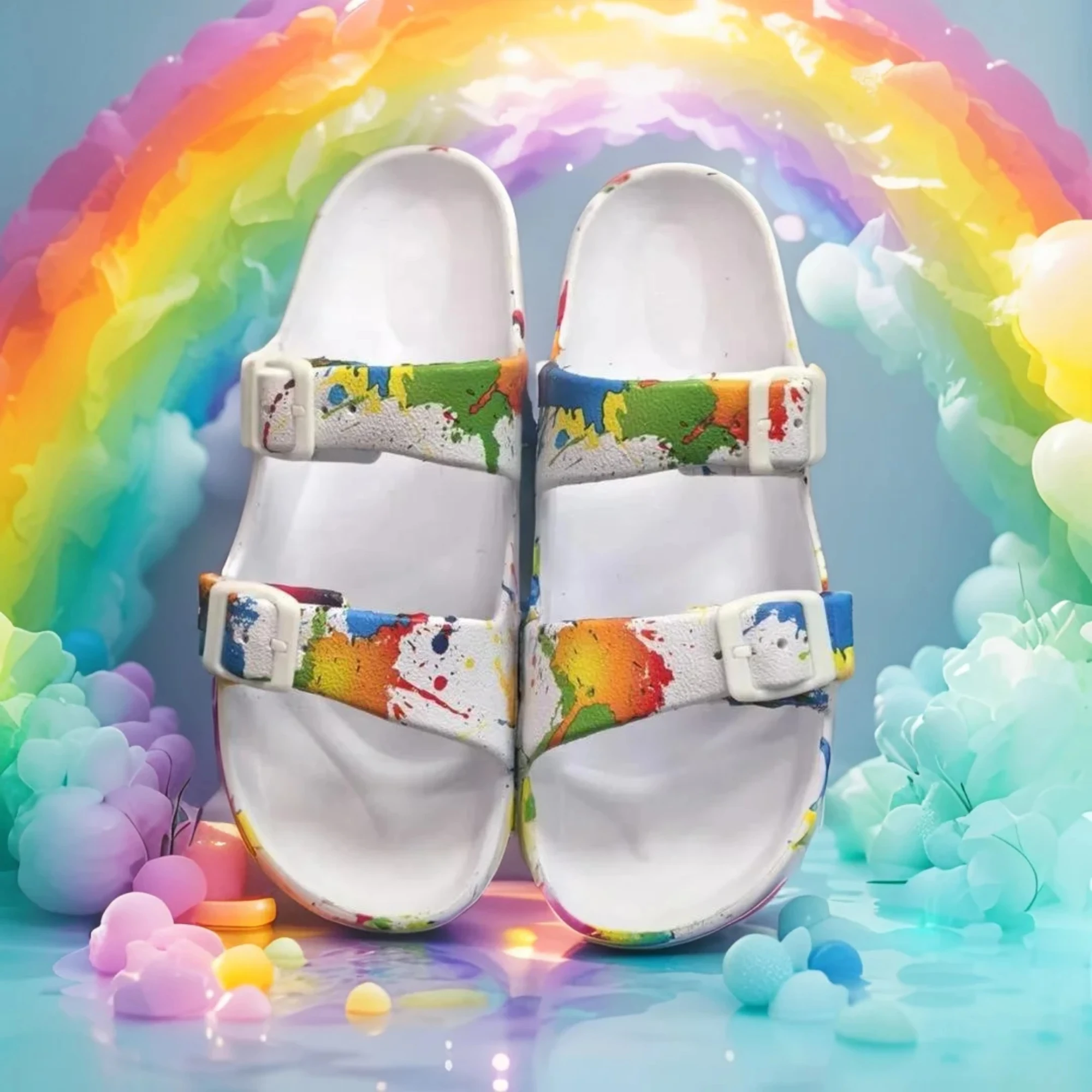 

When colorful elements meet stylish sandals, they create a unique eye-catching spark for summer—gradient glaze upper with clean