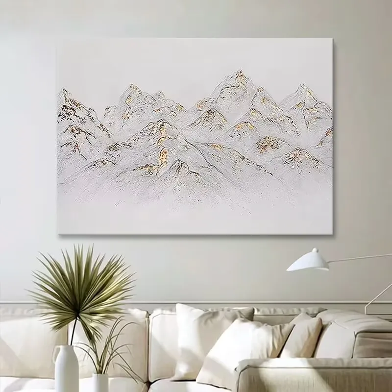 Jinshan Texture Hanging Painting Snow Mountain Scenery Pure Handmade Oil Painting Living Home Decoration Bedroom Sofa Background