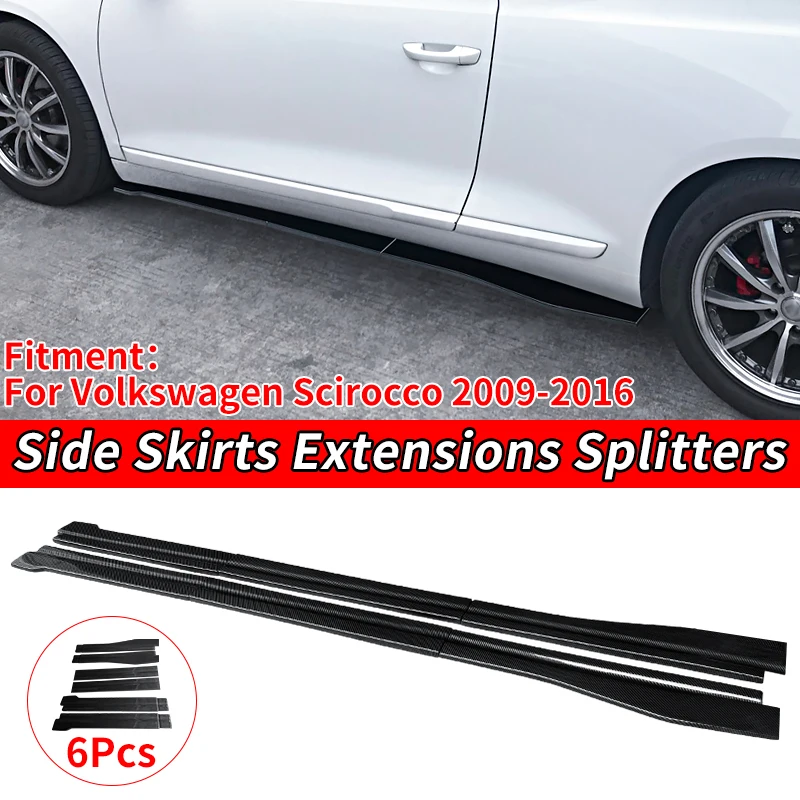 

New Adjustable Side Skirts Extension Rocker Panel Body Kit Car Styling Accessories 6Pcs For Volkswagen Scirocco 2009-2016