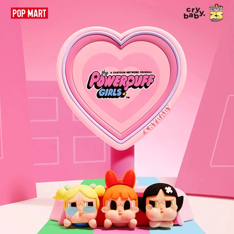 

POP MART CRYBABY X The Powerpuff Girls Series Mobile Phone Holder Trend Around Mystery Box Desktop Ornaments