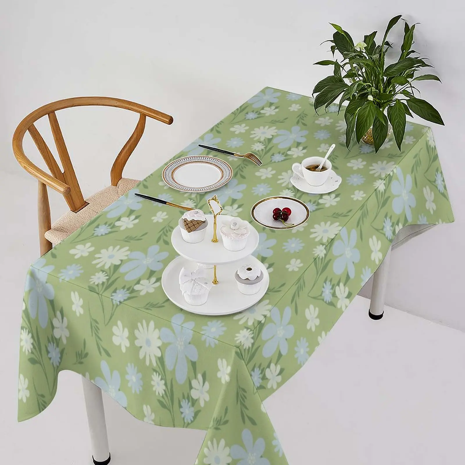 

Floral Print Tablecloth, Comfortable Texture, Multi - Scene Use, Waterproof Polyester Table Cover