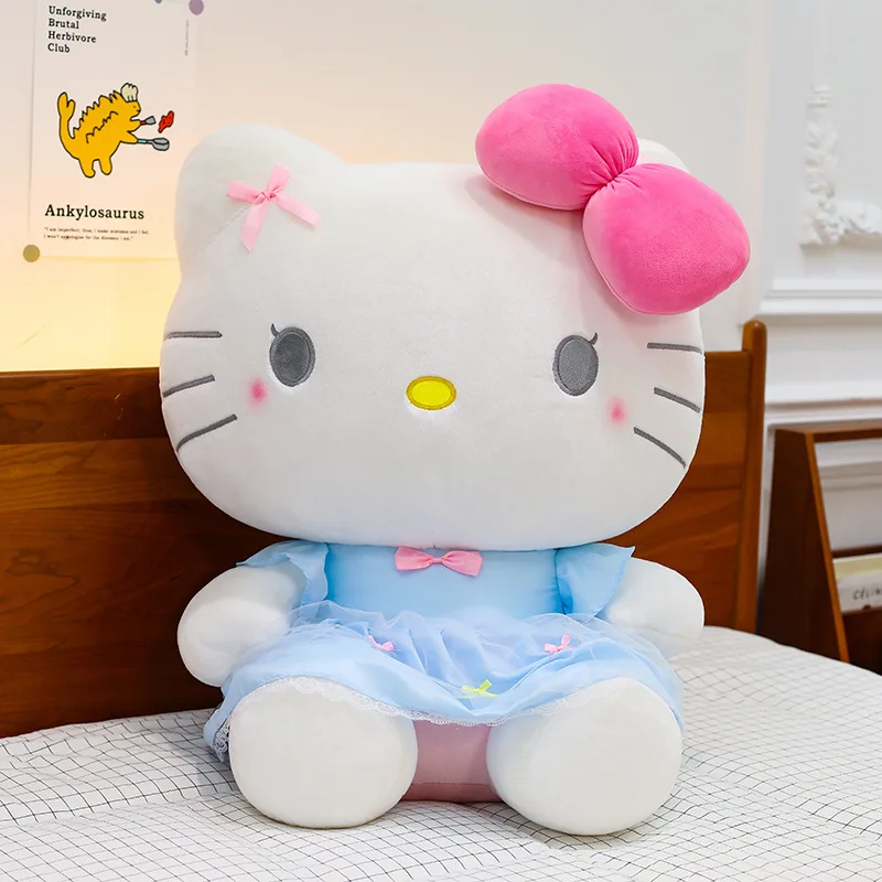 50cm Hello Kitty Plush Toys Sanrio Cute Movie KT Cat Dolls  Soft  Stuffed Hello Kitty Birthday Gifts For Kids  New  Dress  Doll