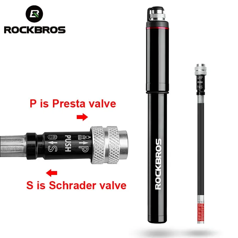 ROCKBROS Bike Bicycle Pump Aluminum Alloy 150PSI High Pressure Mini Air Pump For Bike Cycling Tire Inflator MTB