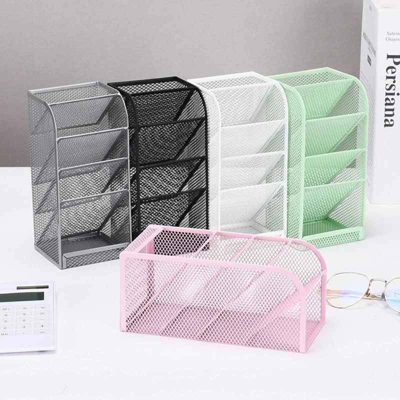 

4 Girds Mesh Pencil Holder Pen Cup Stationery Desktop Large Capacity for Men Women Student Office Worker