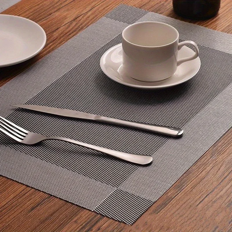PVC Anti Slip Western Style Mat Solid Color Striped Insulated Coaster Tableware Mat Kitchen Table Accessories European Style
