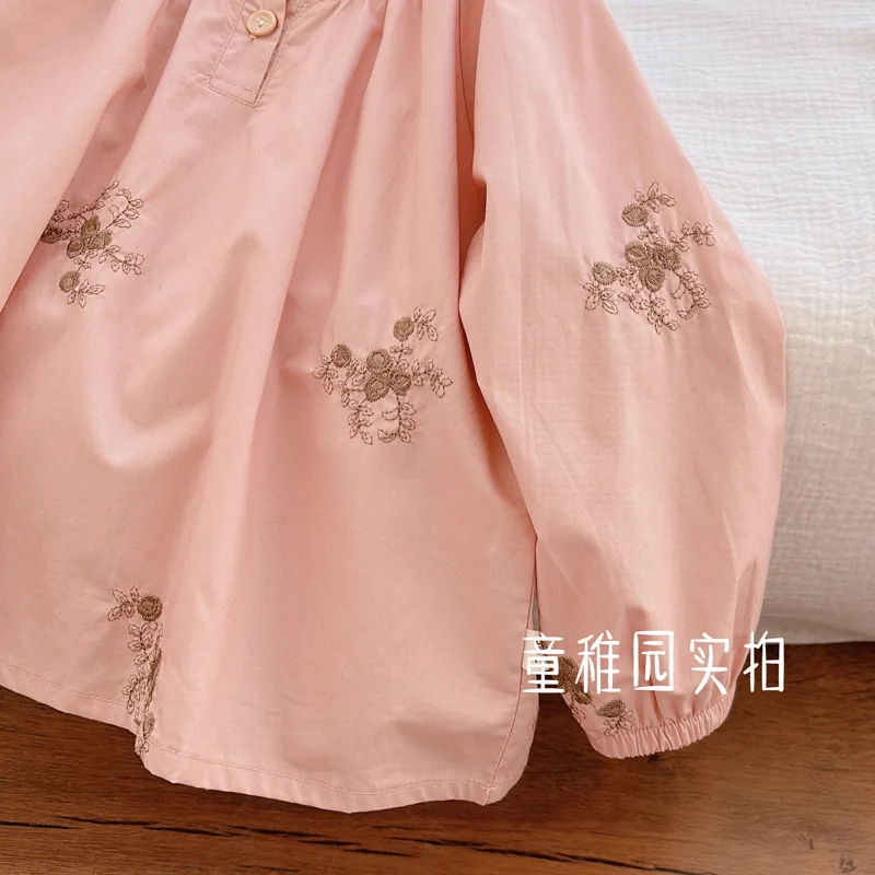 

Girls' Fashion Spring New Stylish Heavy Embroidery Doll Shirt Fashionable Autumn Outfit Baby Girl Spring Autumn Shirt