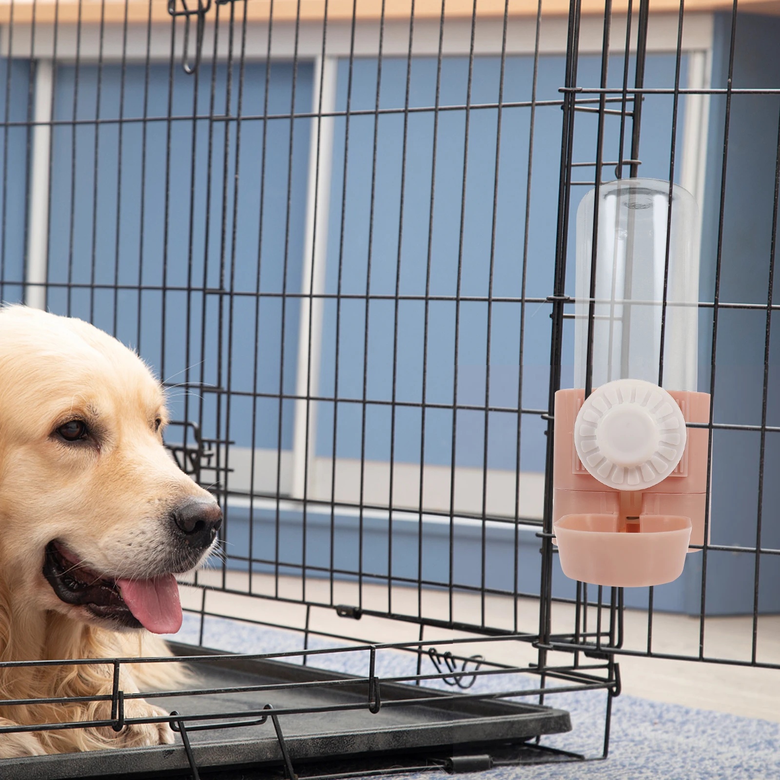 

Dog Cage Water Bottle Pet Dispenser for Cats Dogs Pink Durable Plastic Hanging Feeder Automatic Water Flow Pet Accessory