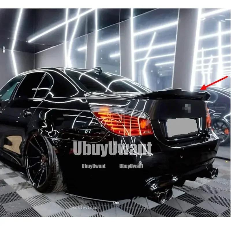 Car Rear Trunk Wing Boot Lip ABS Carbon Fiber Spoiler Decoration Car Styling For BMW 5 Series E60 M5 Black Spoiler 2004-2009