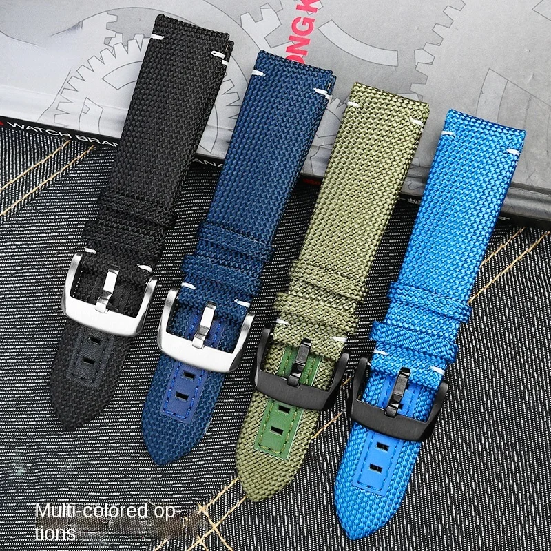 Canvas real leather watch strap for Mido m026.629/430 Ocean Star m042.430 navigator helmsman breathable nylon watchband 22m belt