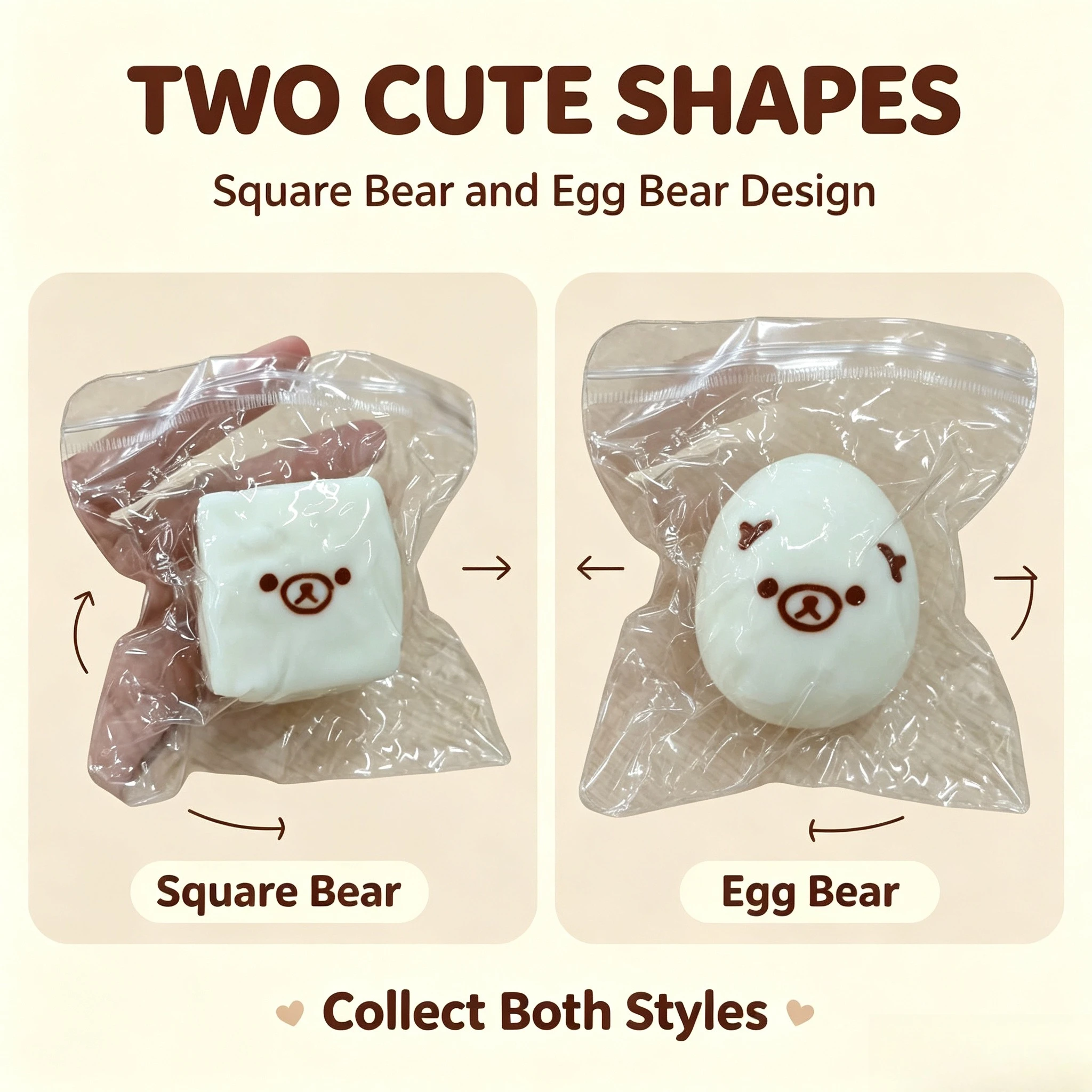 Squishy Toy Cute Bear 2 Styles Super Soft Squeeze Fidget Toy Stress Relief Anti-Anxiety Decompression Toy for Kids Adults Gift