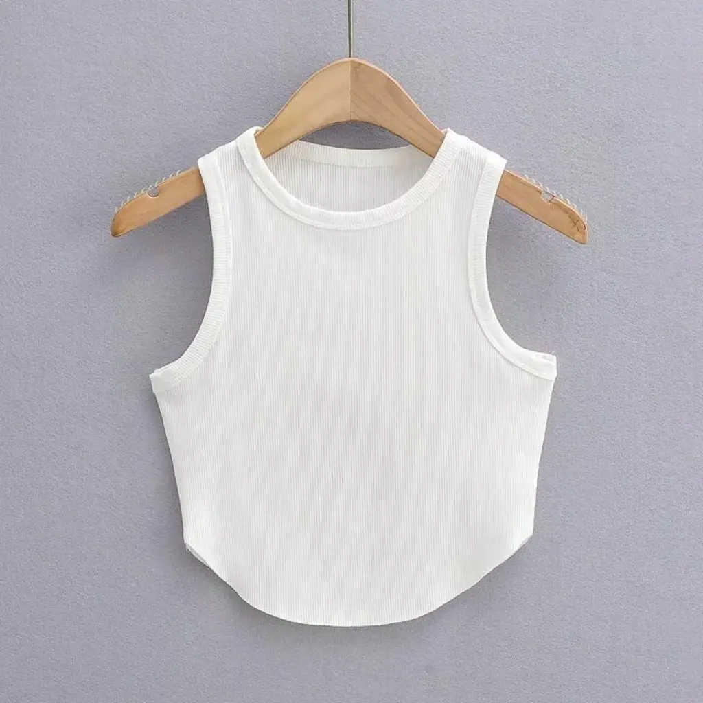 

Женский облегающий укороченный жилет с круглым вырезом и узкими плечами, летний модный топ в европейском и американском стиле