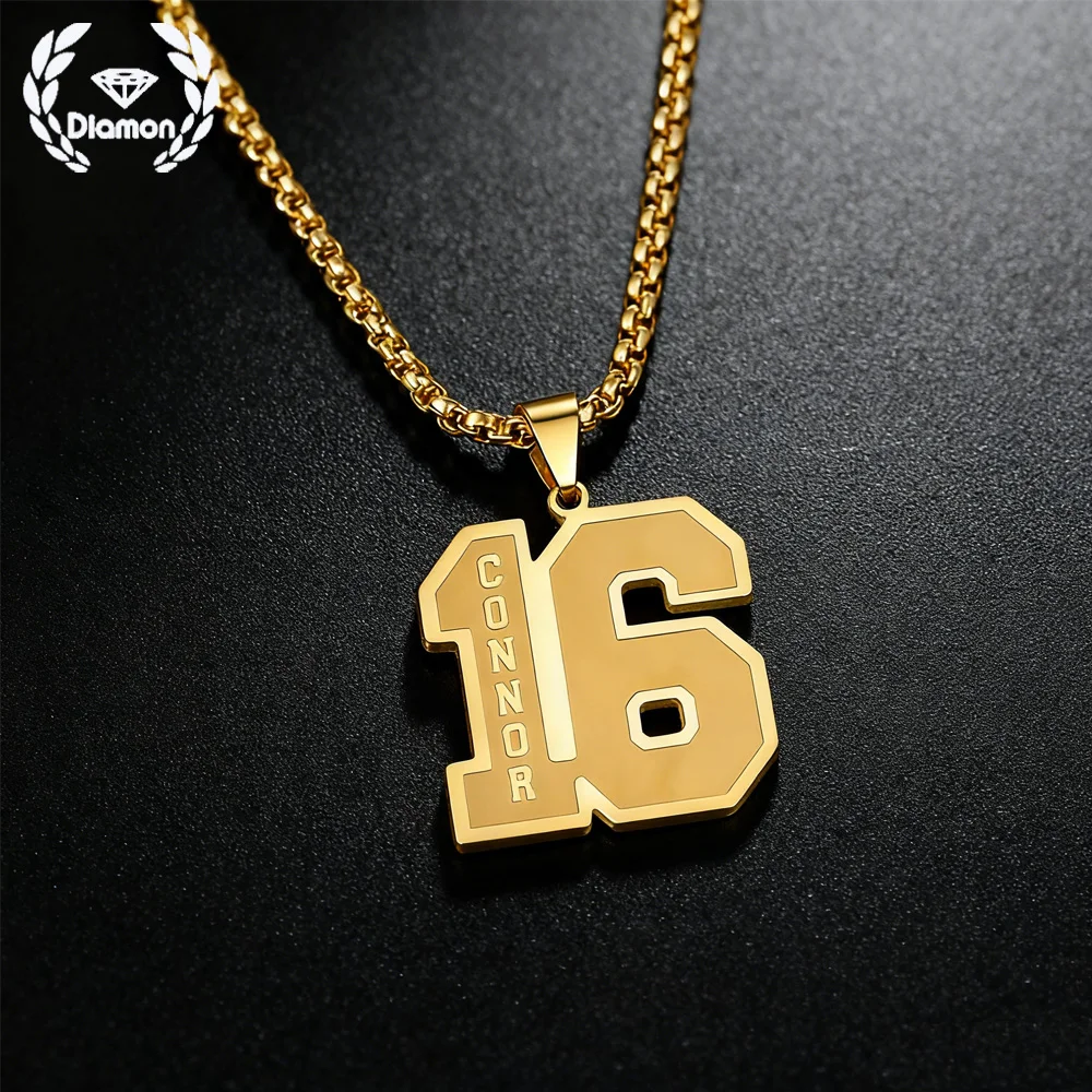 

Diamon Custom Jersey Number Name Pendant Personalized For Letter for Men Women Stainless Steel Necklace Memorable Jewelry Gifts
