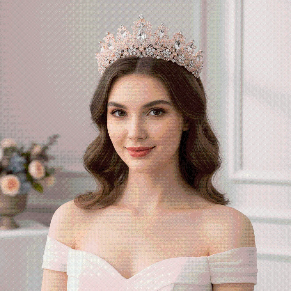 

Princess Diadem Handmade Bridal Tiara Exquisite Luxurious Crystal Crown Sparkling Ornate Baroque Headpiece Bridesmaid