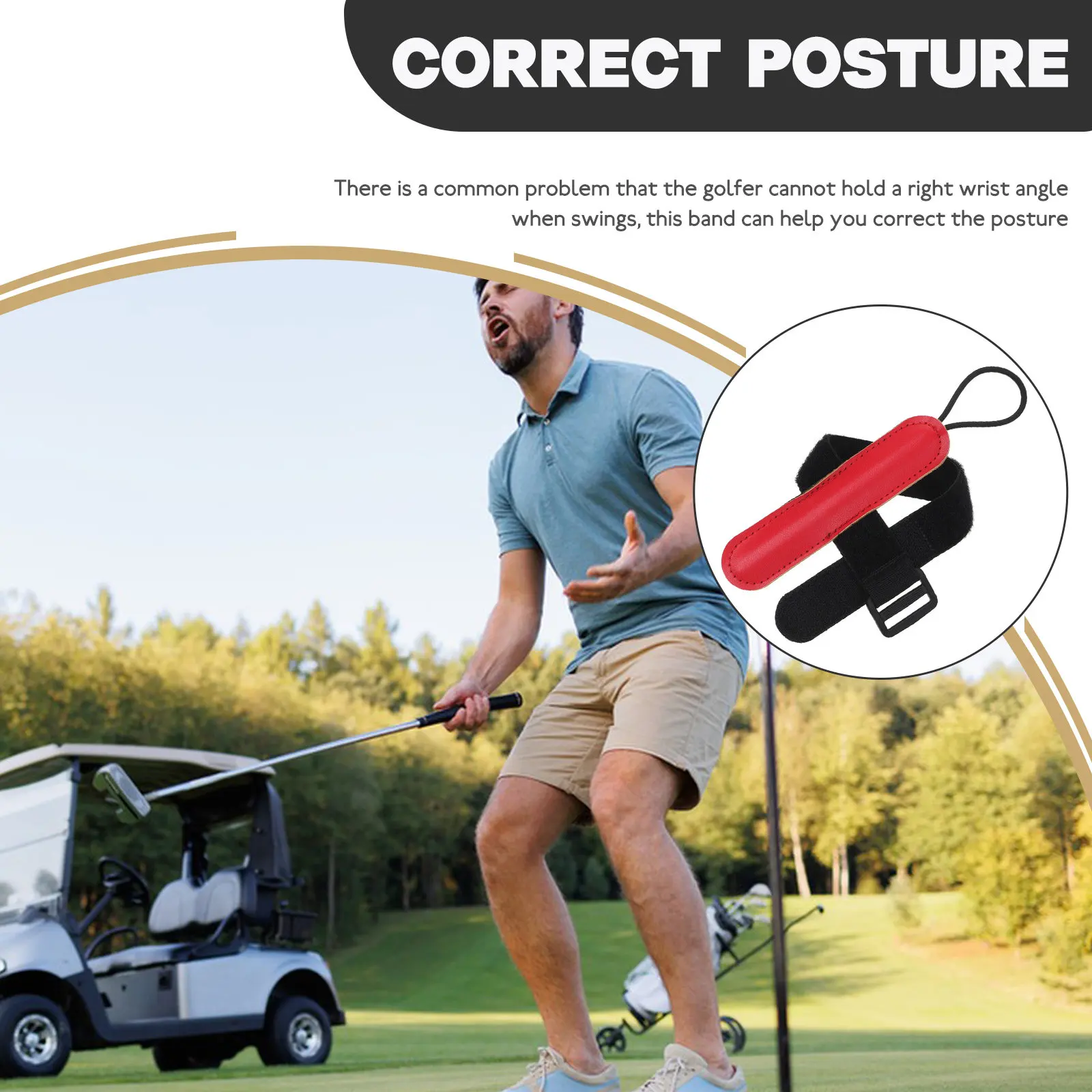 Golf Swing Wrist Trainer Band Posture Correction Golf Arm Band Elastic Comfortable Golfing Training Aid for Right Left Hand