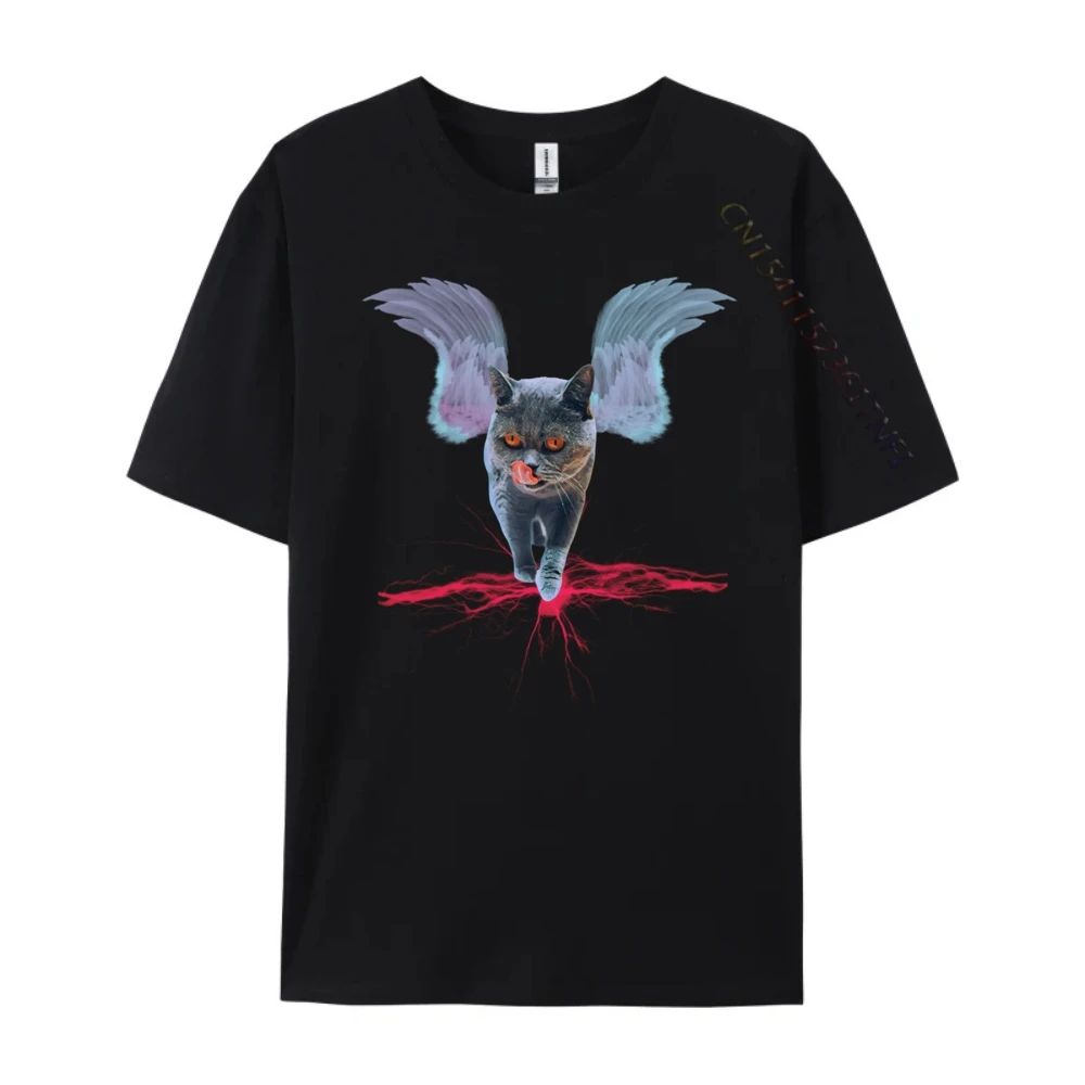 Black Cat Angel Of Darkness For Goth Kitty Lovers Metal Brand Clothing Oversized T Shirt Chinese Style