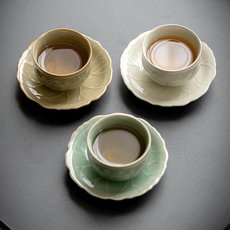 

Ceramic Tea Cup With Coaster Sample Tea Cup Chinese Kung Fu Tea Set Large Relief Master Cup Single Cup Tea Cup