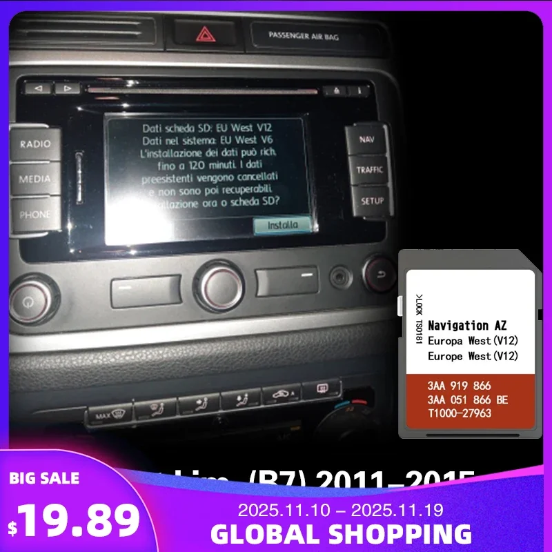 

for VW Passat Lim. (B7) 2011-2015 NAVIGATION Sat Nav AZ V12 West Map SD Card