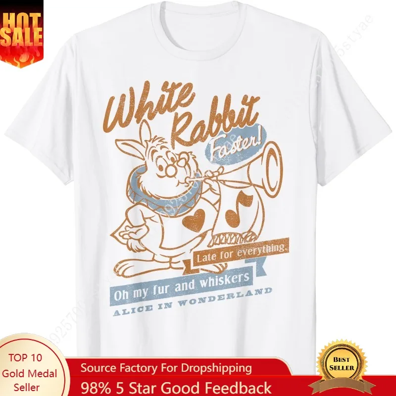 

Disney Alice in Wonderland White Rabbit Outlined Text Poster T-Shirt Small