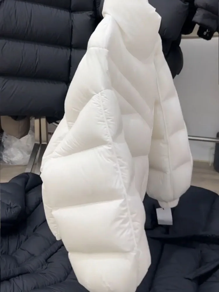 Sli ort blanc vers le bas Jaet femmes hiver Faionable vêtements d'extérieur coréen Sle coupe droite haute Densi fibre de polyéthylène