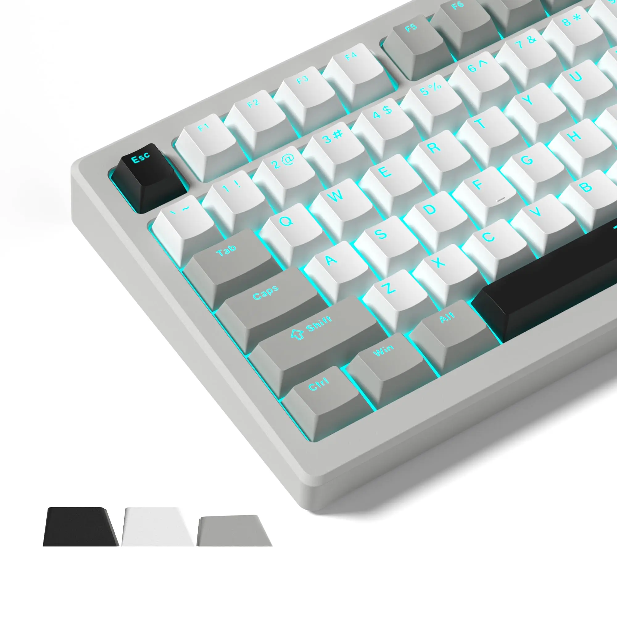 

140-клавишный белый, серый PBT колпачок для клавиш RGB с двойным выстрелом, вишневый профиль для переключателей MX, механическая игровая клавиатура