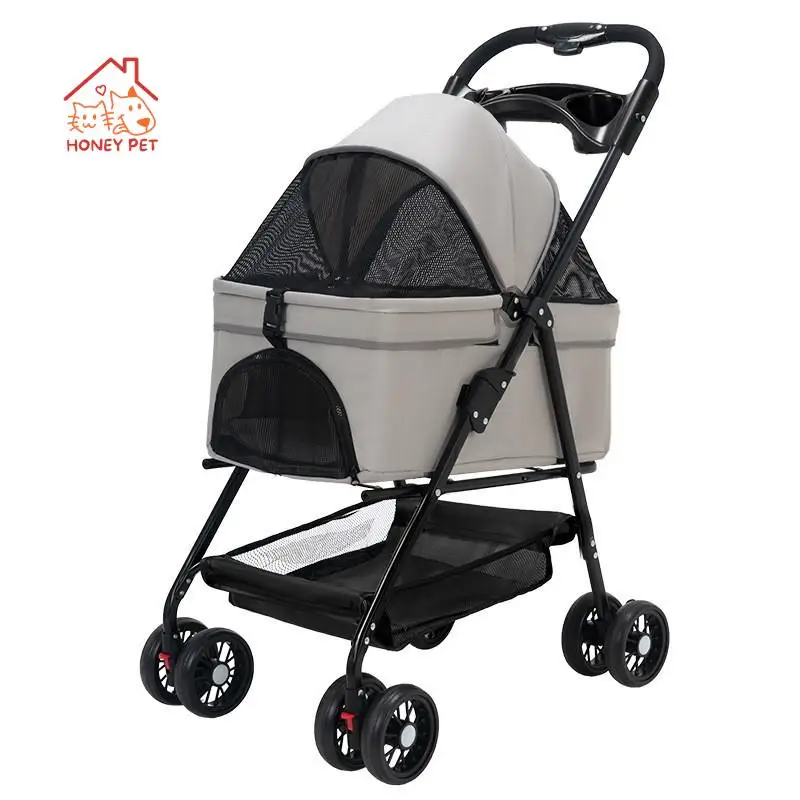 MEL PET Dog Stroller para Pet Puppy Transportadores e Carrinhos para Cães Dobrável e Destacável Gaiola Carrinho Cobre Carro