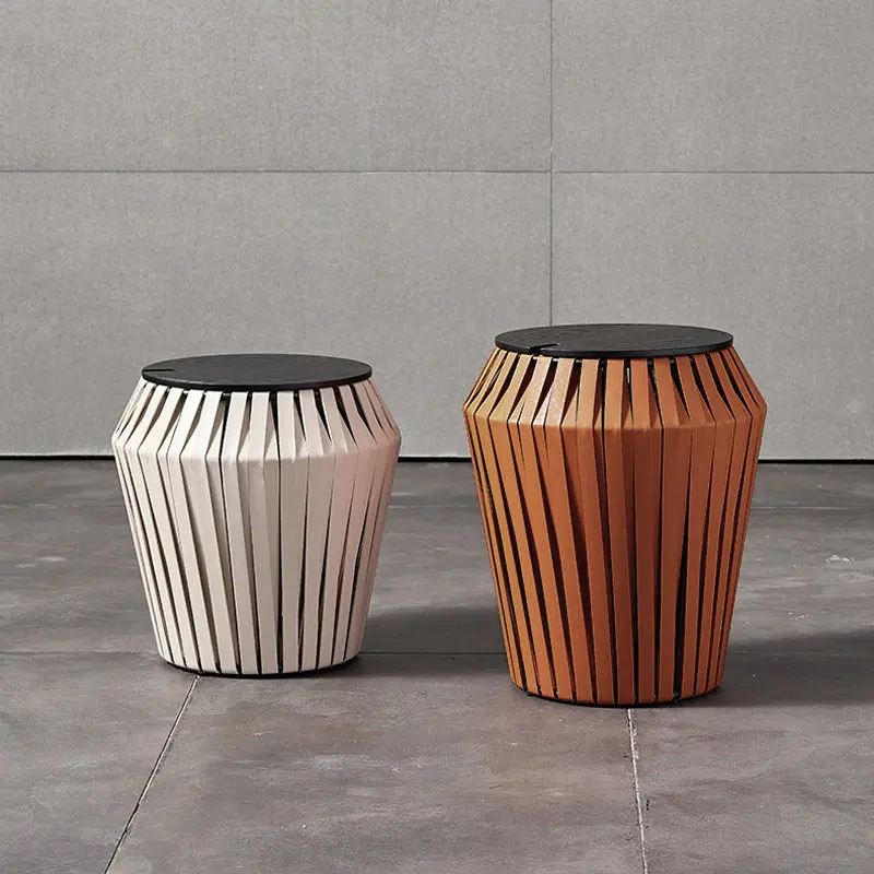 

Italian light luxury leather side table modern corner bedside small storage coffee