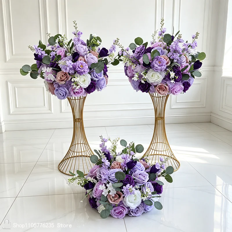 Lila Lavendel Künstliche Blumen Tischdekoration für Hochzeiten 30-80cm Luxuriöses Rosenarrangement Blumendekoration für Party-Bankett-Deko – Detail 1