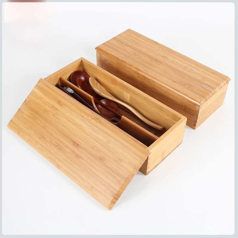 

Japanese Style Bamboo Chopsticks Storage Box, Tableware Storage Box, Home Hotel Chopsticks Spoon Cutlery Storage Box, Portable