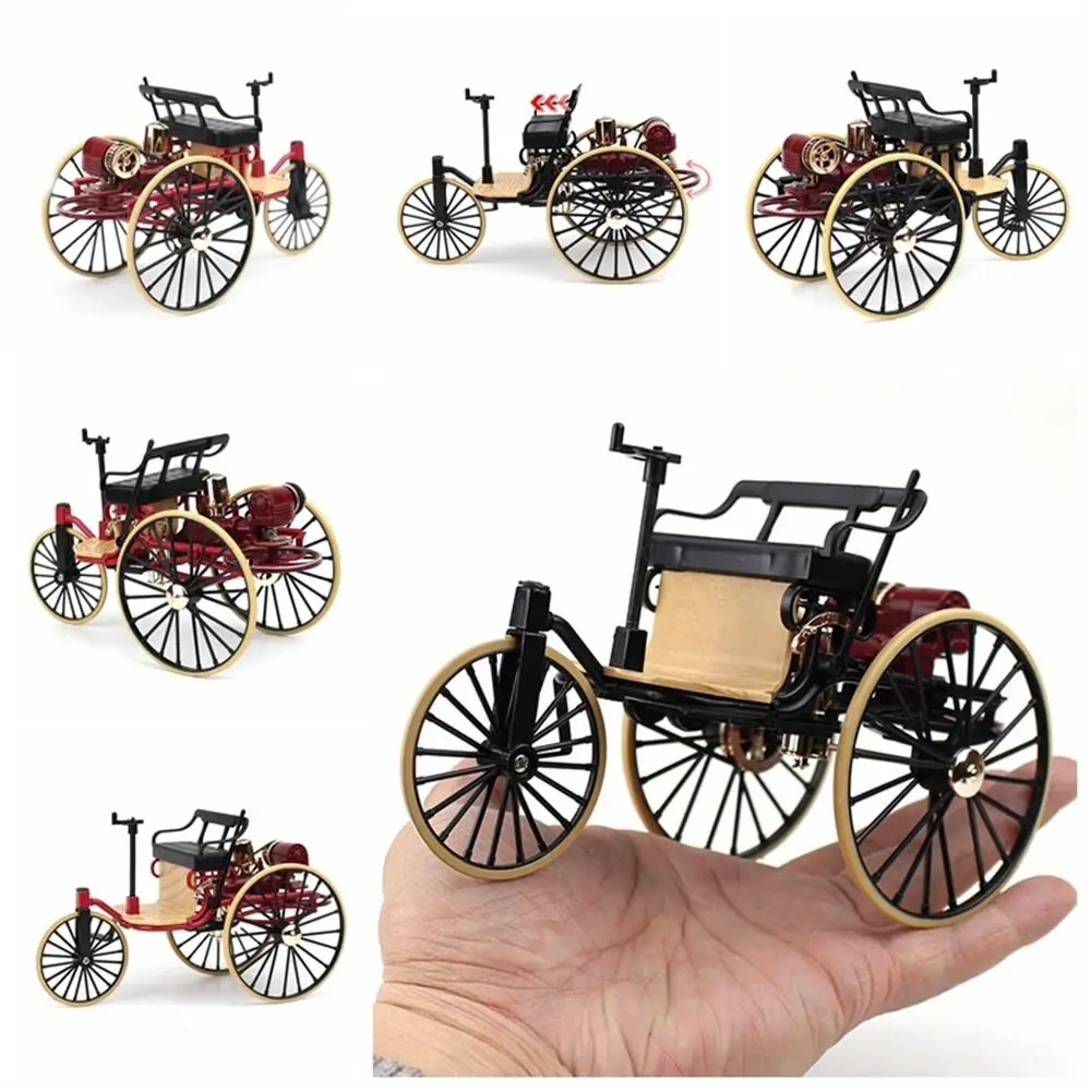 Vintage Classic Tricycle Model Metal Diecast Three Wheeled Simulation Tricycle Handicraft 1:12 Bike Miniature Model