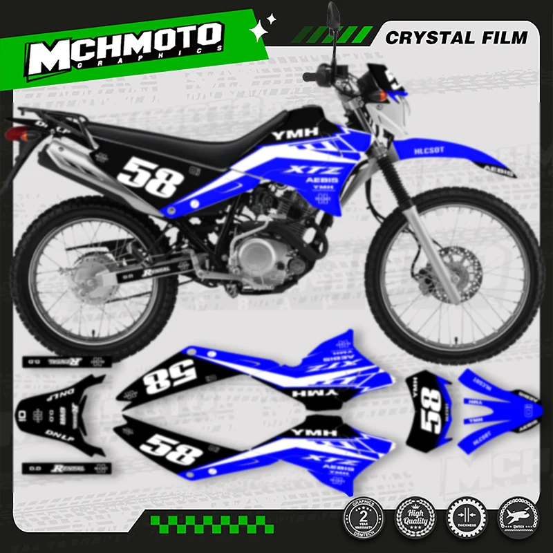 

MCHMFG MOTOR Motorcycle Graphics Background Decal Stickers Number Name Custom For YAMAHA XTZ125