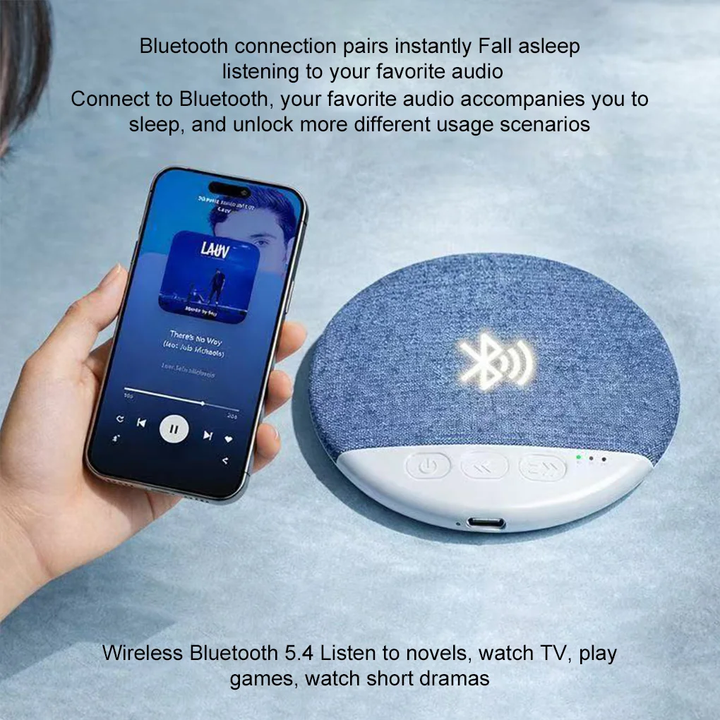 

Bluetooth-колонка для спальни 5.4, звуковая машина под подушку с белым шумом, таймеры на 30/60/90 минут, Hi-Fi стереозвук