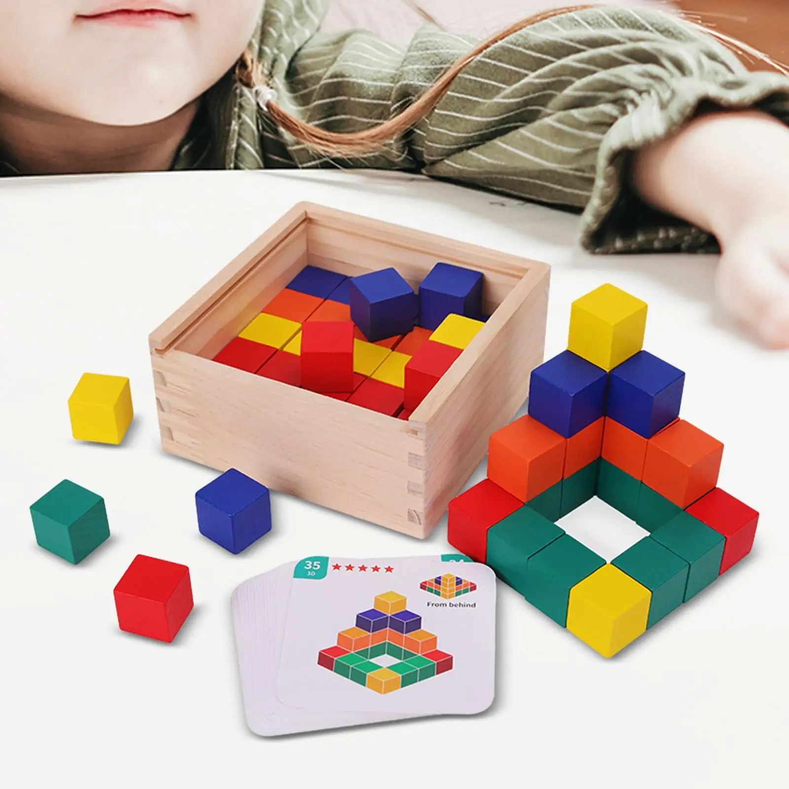 Wooden Colors Cube Multicolor Wooden Blocks for Preschool Toddlers Boy Girls