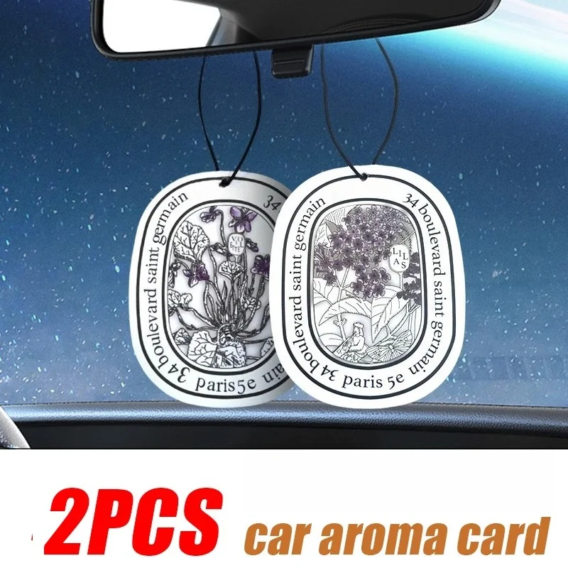 2 Pcs Car Fragrance Car Solid Aromatherapy Car Aromatherapy Card Pendant  Air Purifying Perfume Fragrance