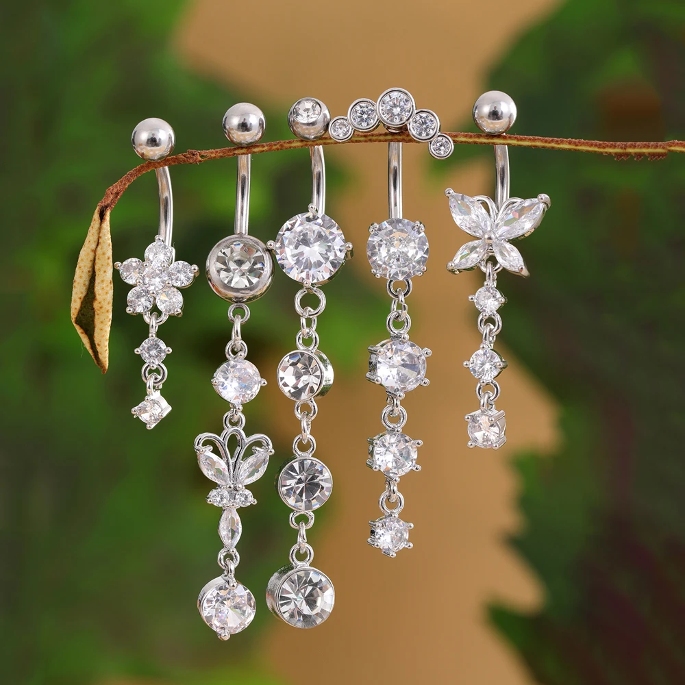 5pcs Colorful Crystal Dangle Belly Button Ring Sets: Recensione e Valutazione del Migliore Anello per Ombelico in Acciaio Inossidabile