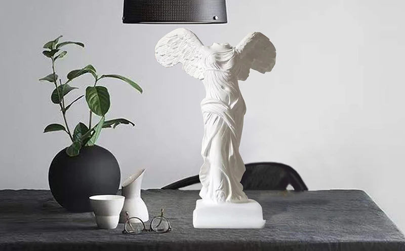 Griechische Statue aus Kunstharz, römische Lamellen, geflügelte Siegesgöttin, Figur, Engelsskulptur, Heimdekoration, Wohnzimmer, Büro, Ornament – Detail 2