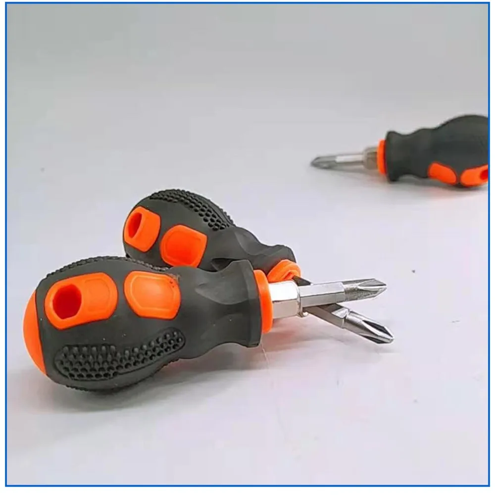 Stubby Screwdriver, 2 in 1 Short Magnetic Screwdriver With Phillips Head and Flat Head, Small Pocket Screwdriver