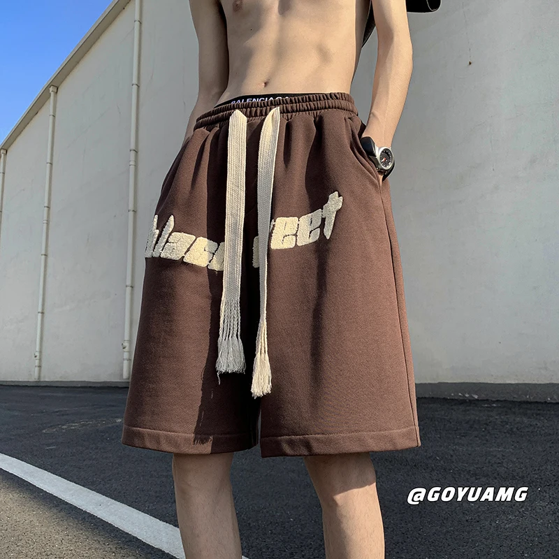 

American Retro Baskeall orts Summer Thin Five-Point Running Qui Dry Sports Pants Men's Coffee Color Trendy orts