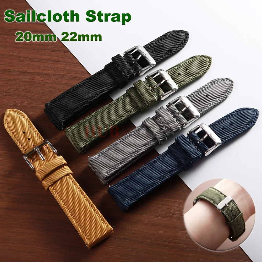 20mm 22mm Waterproof Sailcloth Watch Strap Two-Sided Nylon Watchband Quick Release Sport Wristband Belt for Men Women for Omega