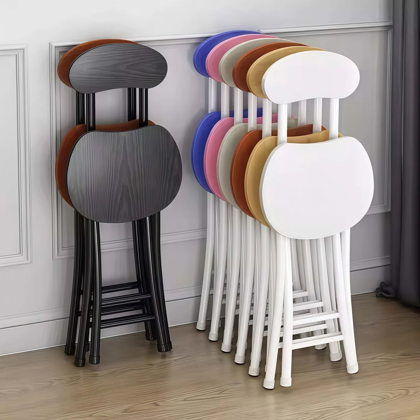 2pcs Folding chair Home dining chair Easy chair Leisure back chair Dormitory stool Table chair Portable adult beauty