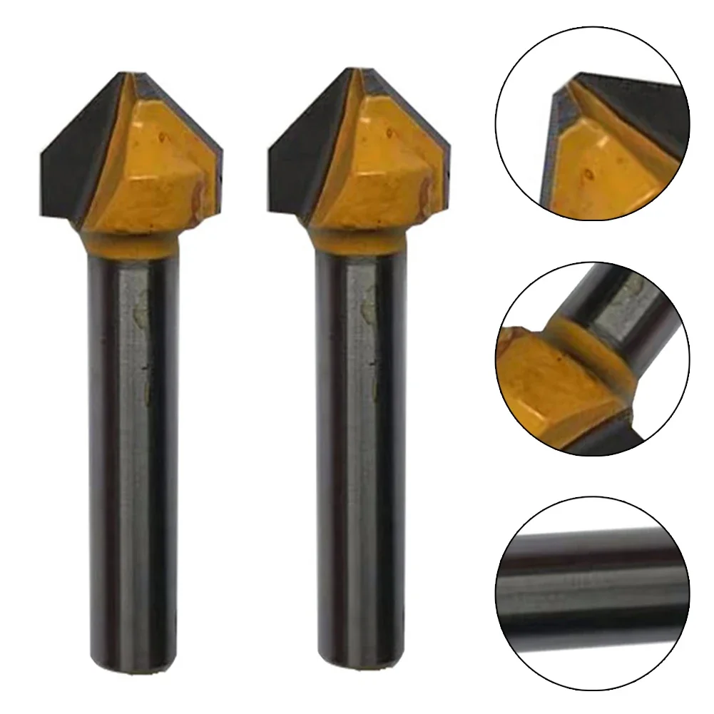 

2pcs 6mm Shank 90 Degree V-Shaped Flat Head Router Bit Woodworking Engraving Milling Cutter For Acrylic MDF PVC Engraving Chamfe