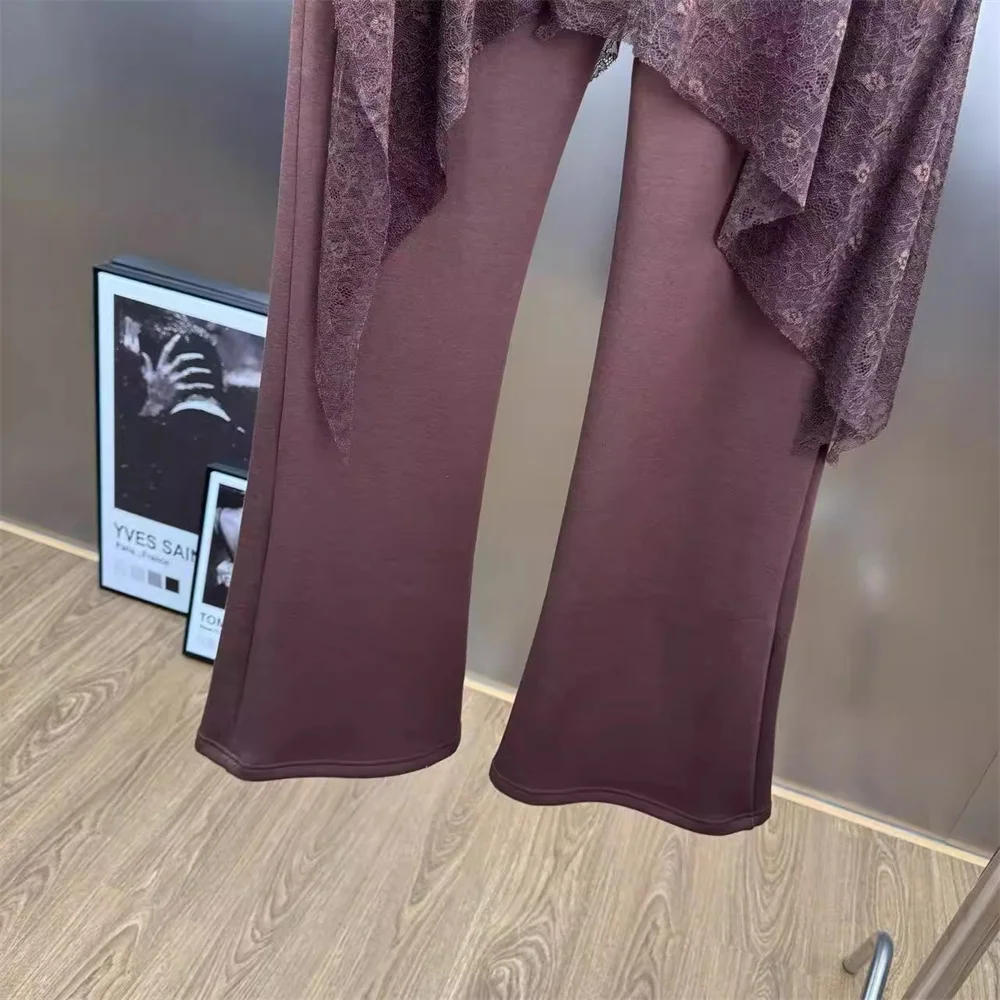 2025 الملابس النسائية السراويل محبوك الدانتيل عادية عالية الخصر واسعة الساق السراويل y2k موضة جديدة عالية الجودة تنوعا السراويل الصدرية #6