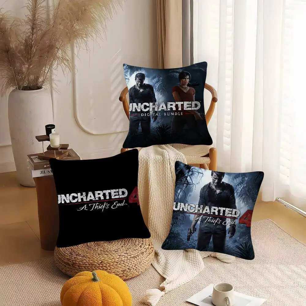 Game Uncharted Cute Cartoon L Game Cushion Cover Pillowcase Upholstery Sofa Throw Pillow Home Decor Pillowcas