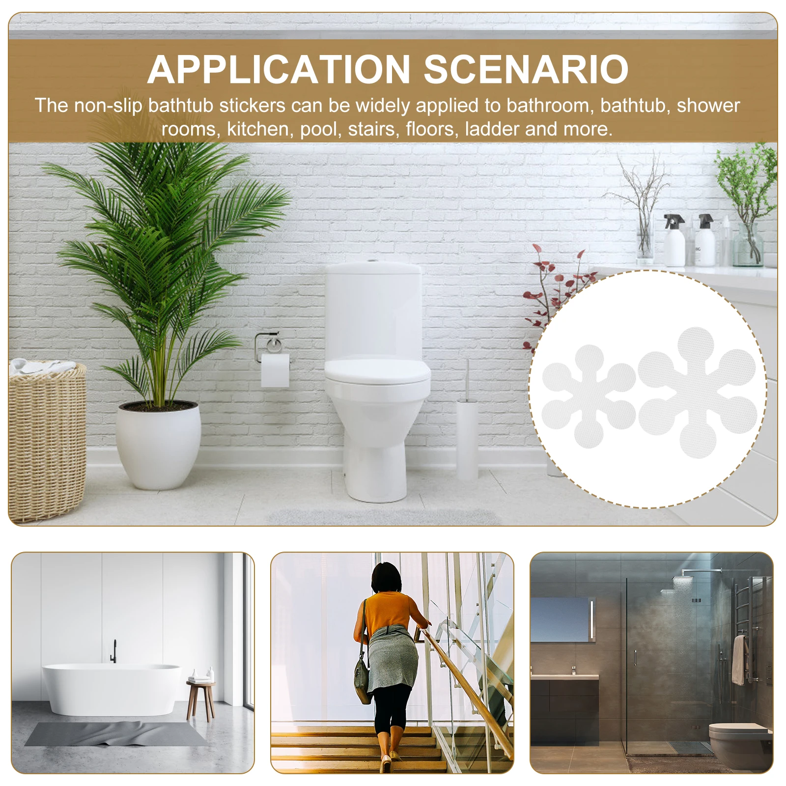 

20pcs Non Slip Stickers Bathtub Shower Floor Safety Tiles Transparent Snowflake 10 Large 10 Small PEVA