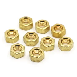 1-50pcs M1.6 M2 M2.5 M3 M4 M5 M6 M8 M10 M12 M14 M16 DIN934 Brass Nuts Copper Hex Hexagon Nut