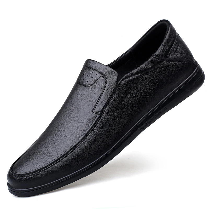 

Men Shoes Genuine Leather Slip on Casual Flats Breathable Non Slip Driving Loafers Comfortable Walking shoes